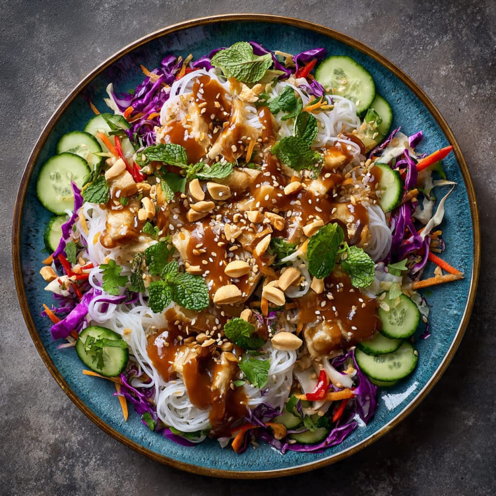 Spring Roll Salad with Spicy Ginger Dressing
