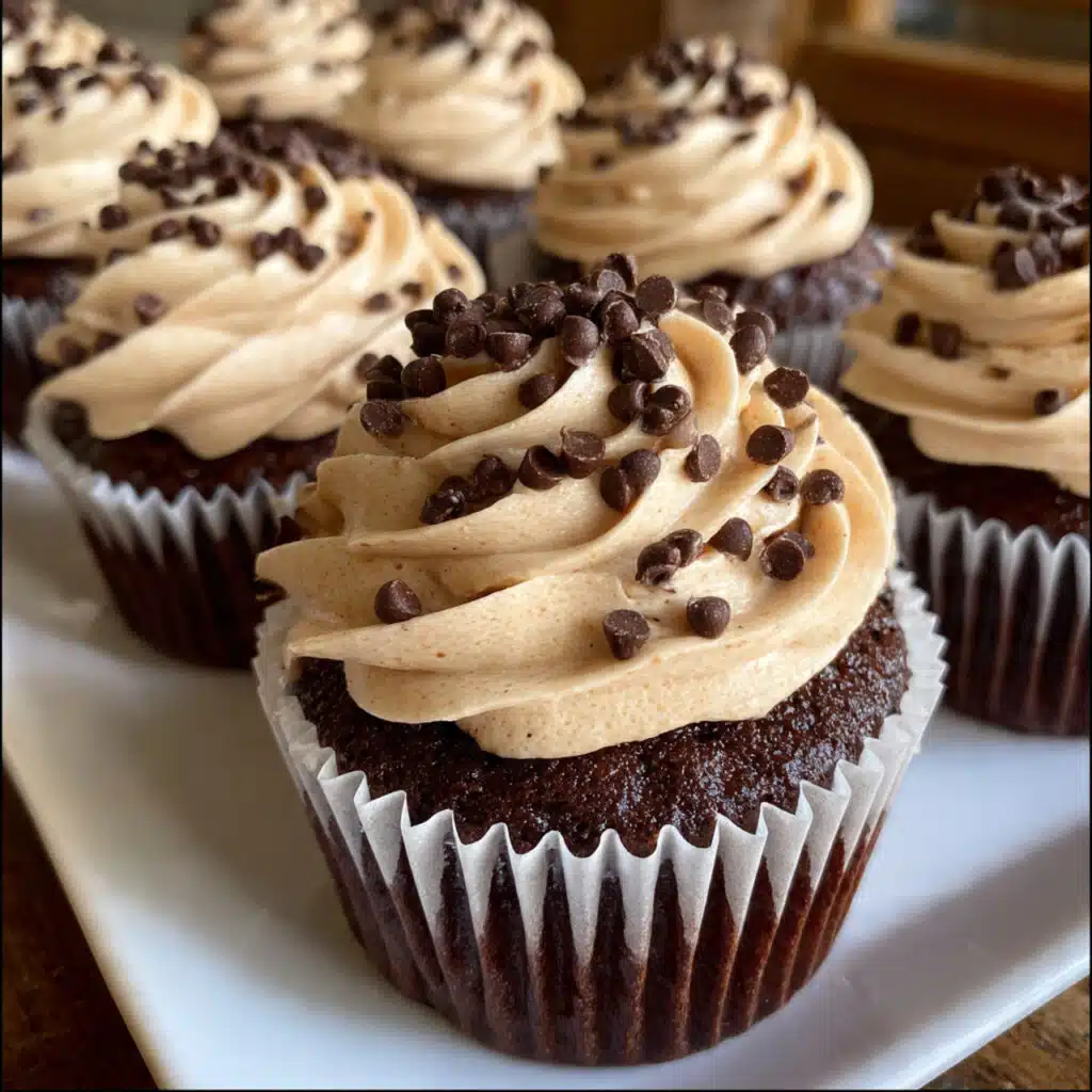 Chocolate Cookie Dough Cupcakes - rich chocolate cupcakes topped with safe-to-eat cookie dough frosting loaded with mini chocolate chips!