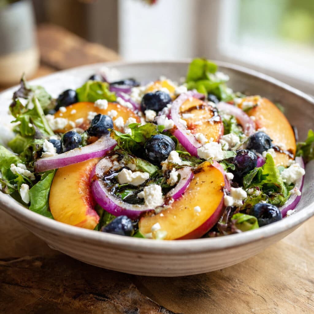 Blueberry Peach Feta Salad - Summer's Sweetest Salad! 6 Blueberry Peach Feta Salad