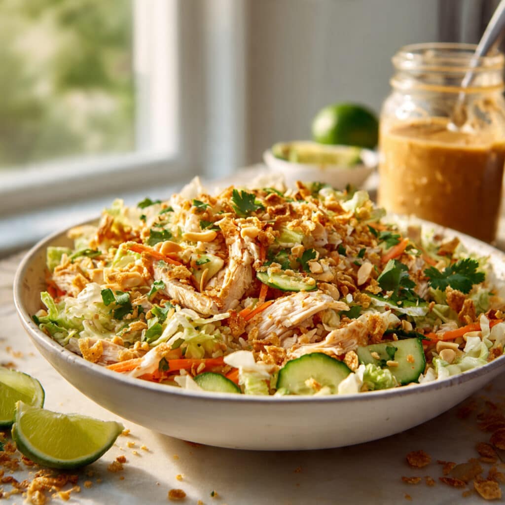 Chicken Crispy Rice Salad with Peanut Dressing 6 Chicken Crispy Rice Salad with Peanut Dressing