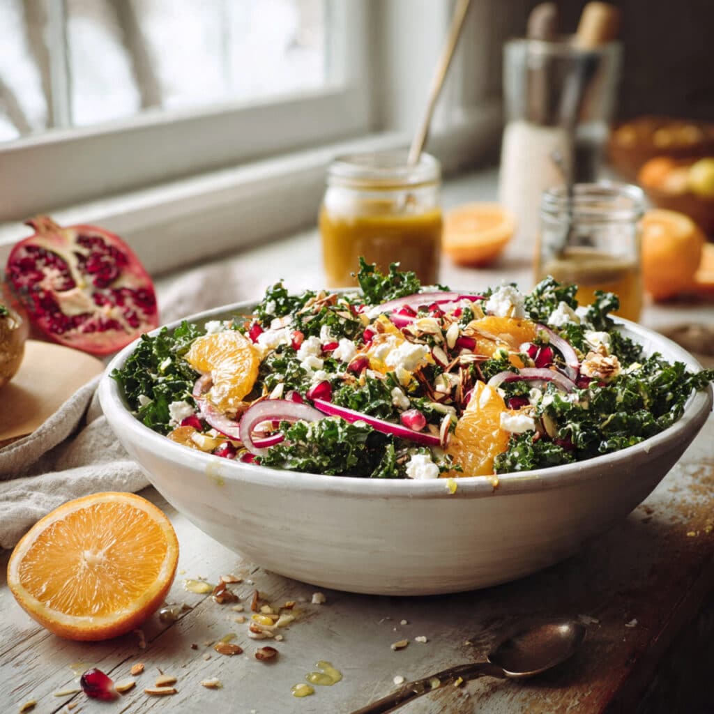 Citrus Pomegranate Kale Salad with Honey-Lemon Vinaigrette 6 Citrus Pomegranate Kale Salad with Honey-Lemon Vinaigrette