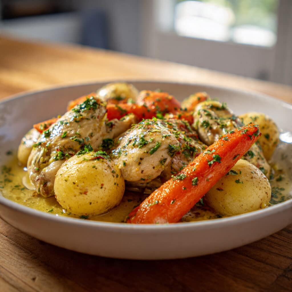 Crock Pot Garlic Butter Chicken with Potatoes and Carrots