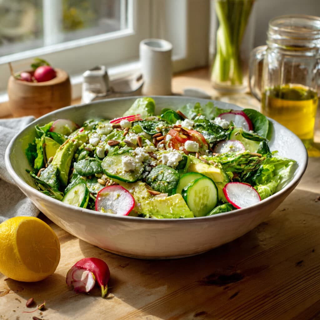 Everything Spring Green Salad with Lemon Basil Vinaigrette 6 Everything Spring Green Salad with Lemon Basil Vinaigrette