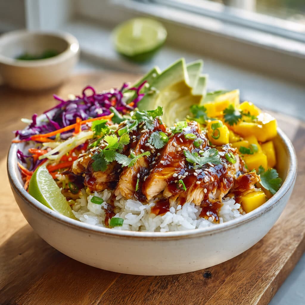 Glazed Chicken Mango Bowl: Weeknight Dinner Ready in 30 Minutes 6 Glazed chicken mango bowl