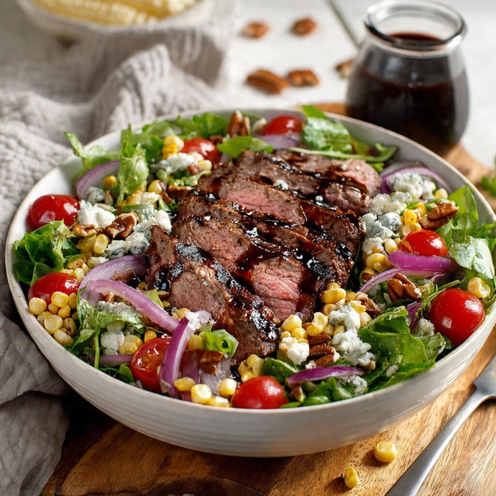 Grilled Balsamic Steak Salad with Gorgonzola Corn