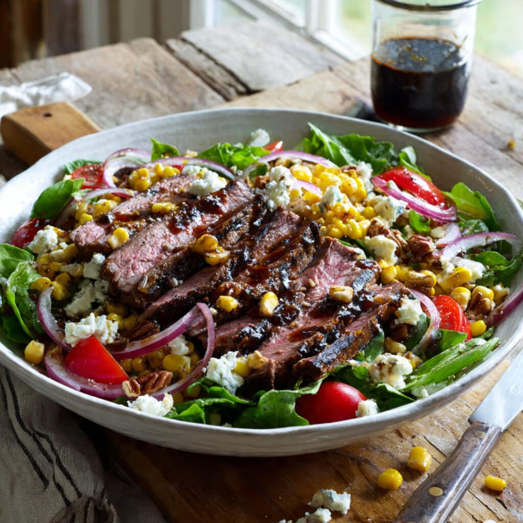 Grilled Balsamic Steak Salad with Gorgonzola Corn