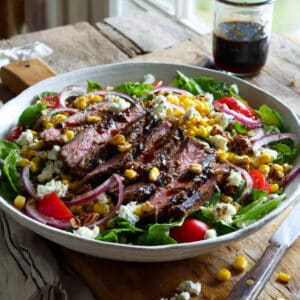 Grilled Balsamic Steak Salad with Gorgonzola Corn