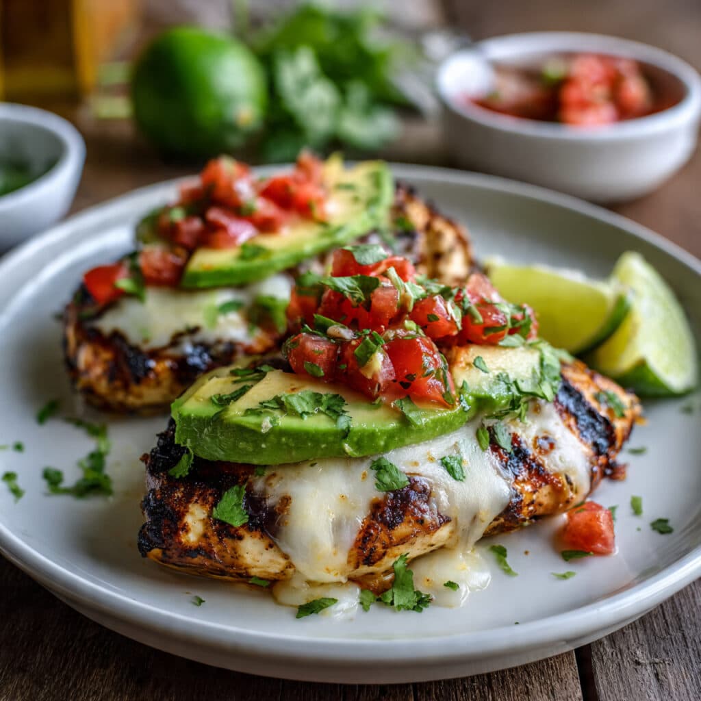 Grilled California avocado chicken