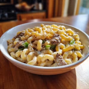 High Protein Philly Cheesesteak Mac