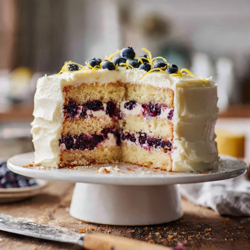 Lemon blueberry layer cake