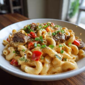 Steak and Pepper Jack Queso Mac