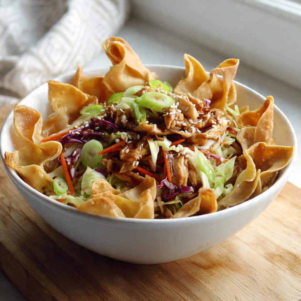 Teriyaki Chicken Wonton Bowls
