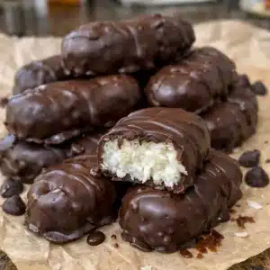 These homemade Bounty bars are even better than the real thing! Just coconut, chocolate, and no baking required!