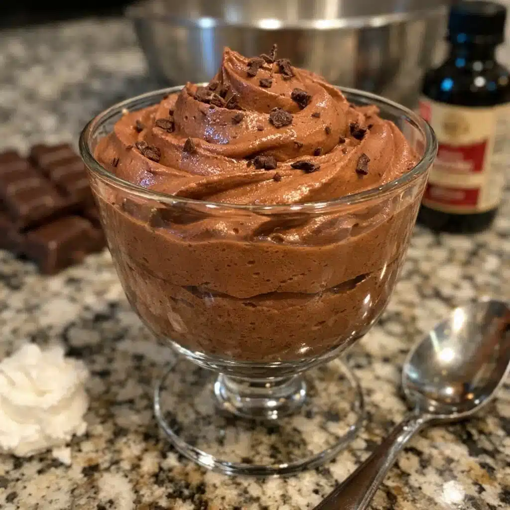 Homemade chocolate mousse filling made with just 4 ingredients – perfect for layer cakes, cupcakes