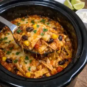 Crockpot Chicken Enchilada Casserole