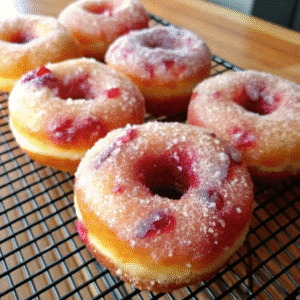 Rhubarb Doughnuts