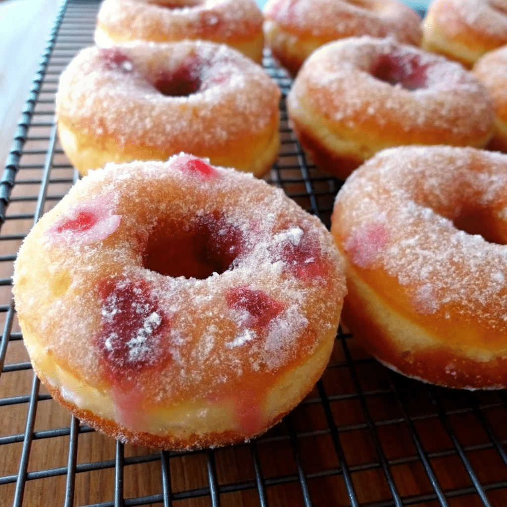 Rhubarb Doughnuts