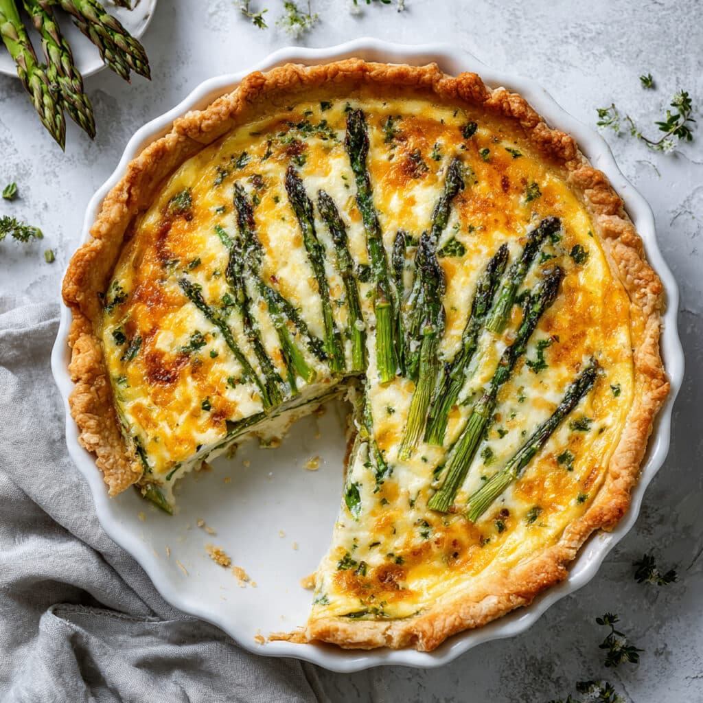Cheddar Asparagus Quiche