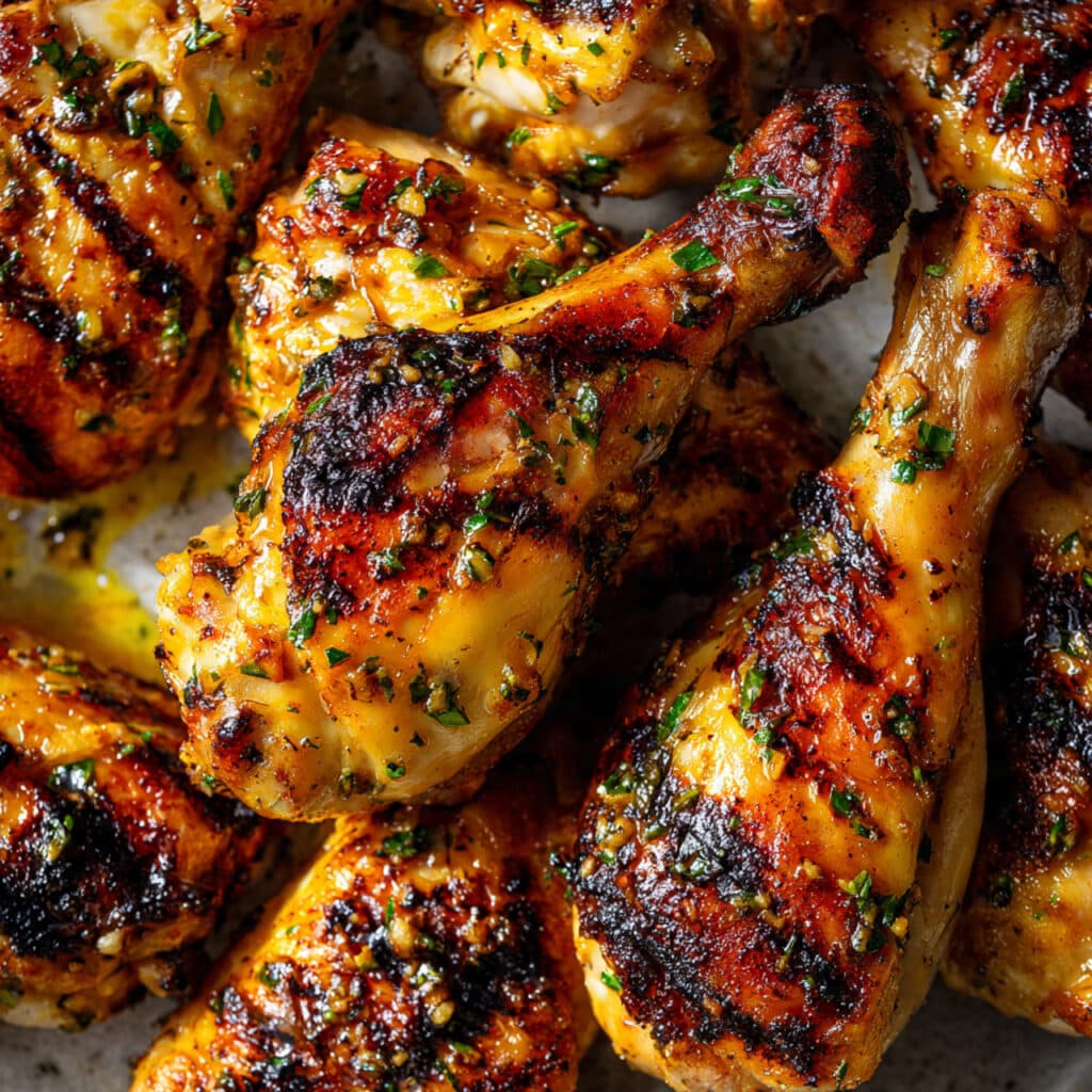 Grilled Butterflied Garlic Butter Chicken Drumsticks