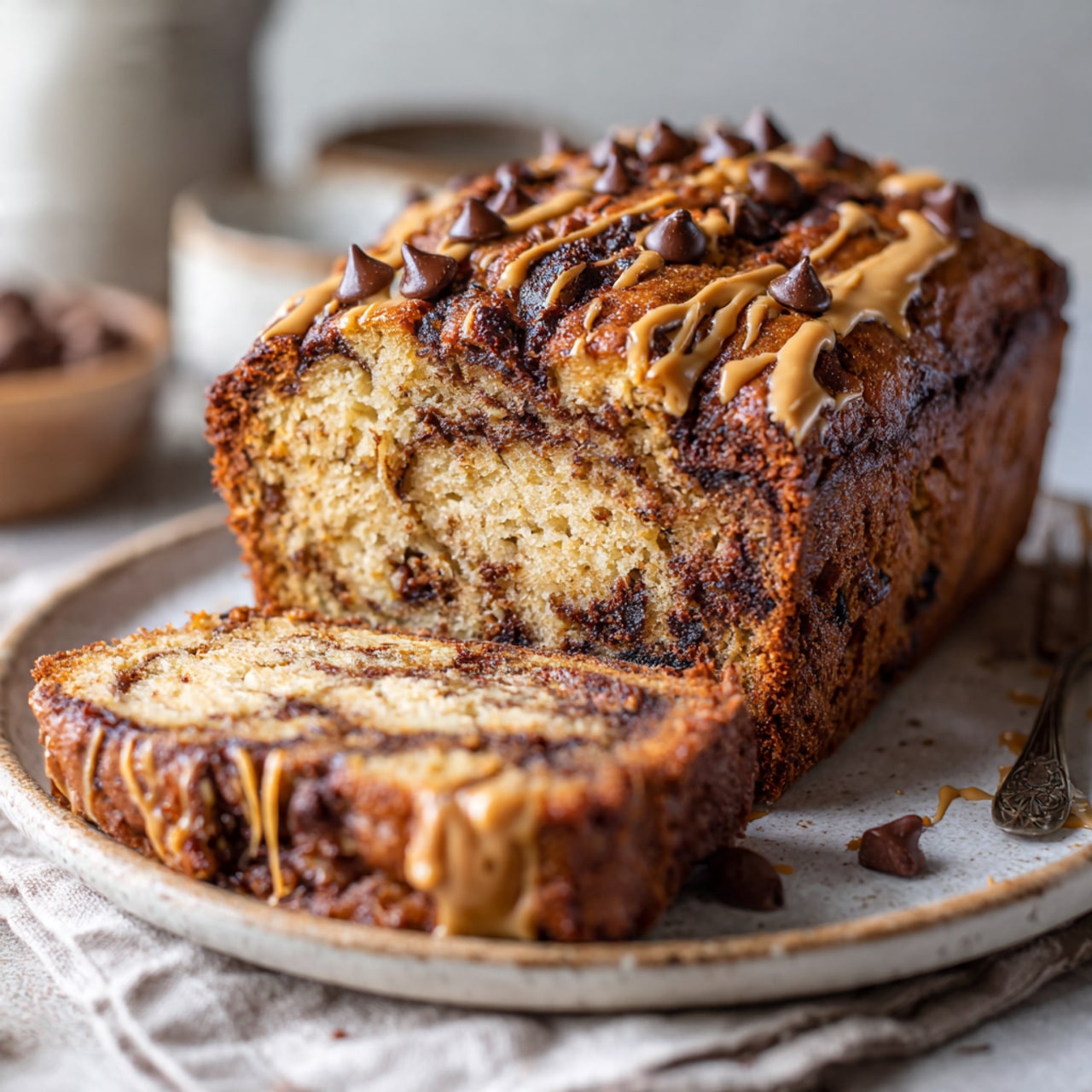 Peanut Butter Chocolate Banana Bread