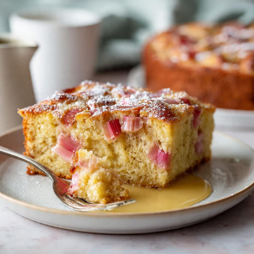 Rhubarb Cake with Butter Sauce