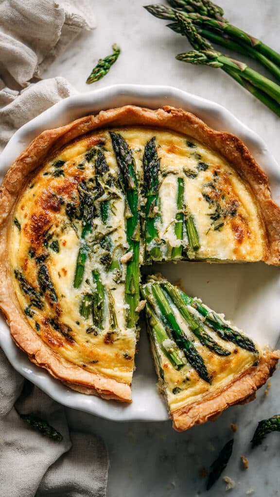 Cheddar Asparagus Quiche