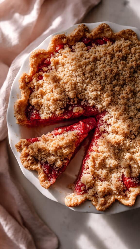 Strawberry Rhubarb Pie with Crumb Topping
