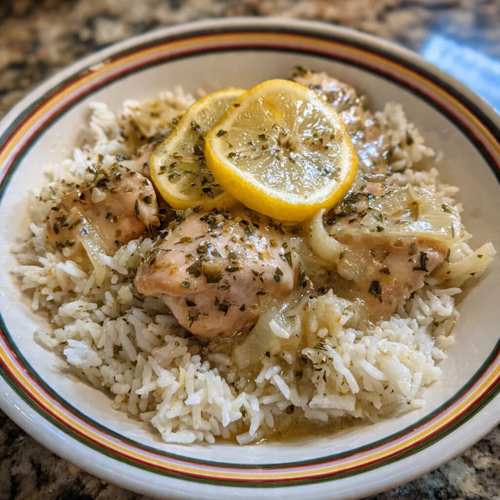 Slow Cooker Lemon Herb Chicken and Rice