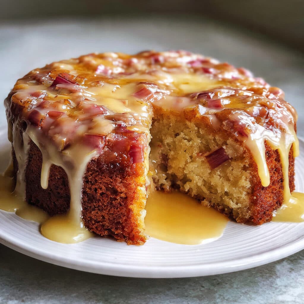 Rhubarb Cake with Butter Sauce