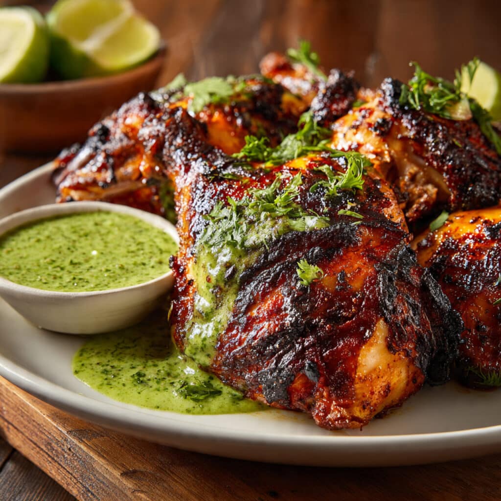 Peruvian Grilled Chicken with Creamy Green Sauce