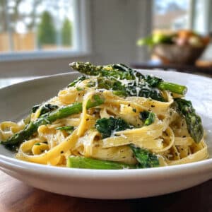 Fettuccine with Spinach and Asparagus