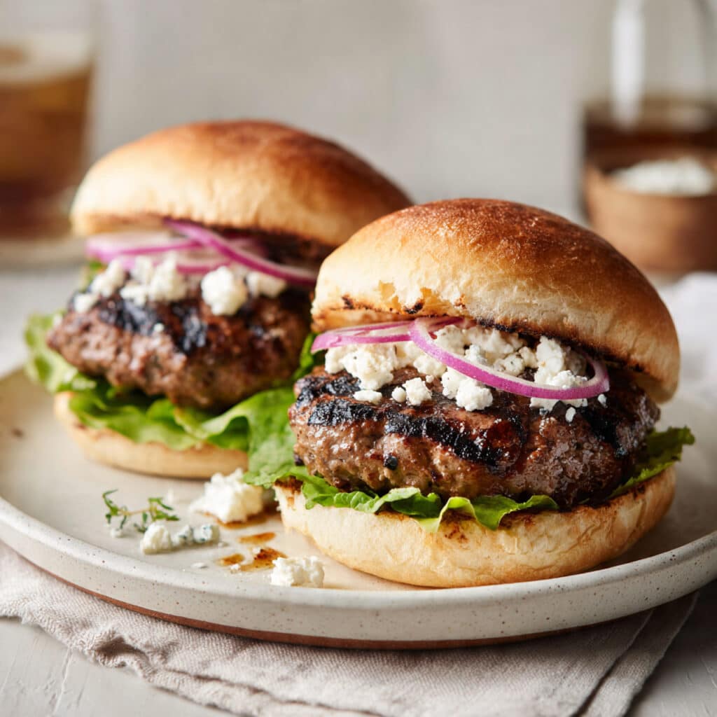 Grilled Lamb Burger with Feta