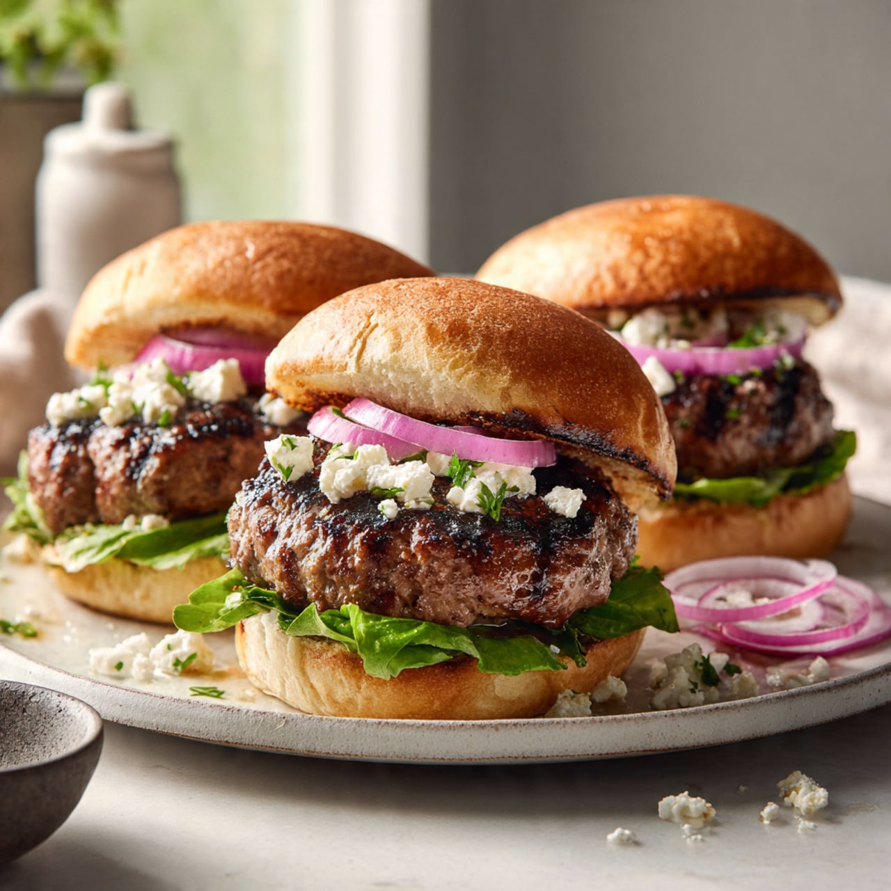 Grilled Lamb Burger with Feta