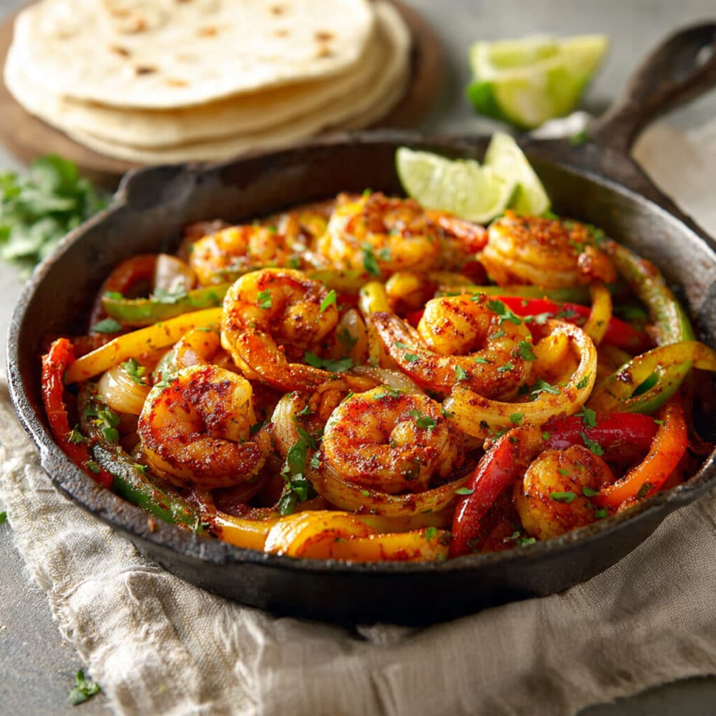 Skillet Shrimp Fajitas