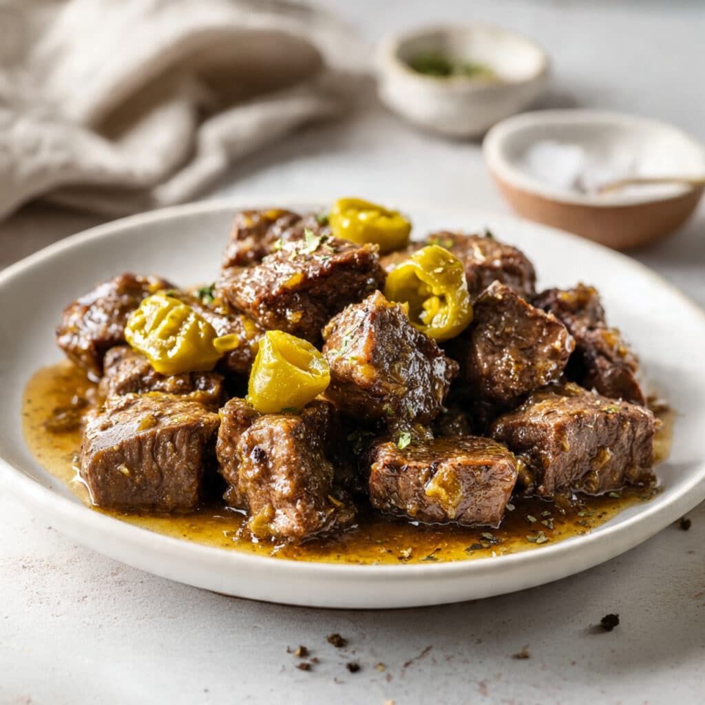 Slow Cooker Mississippi Steak Bites