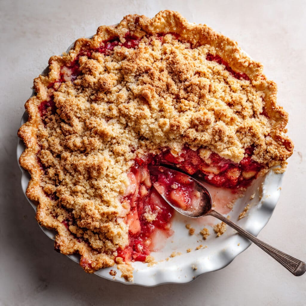 Strawberry Rhubarb Pie with Crumb Topping