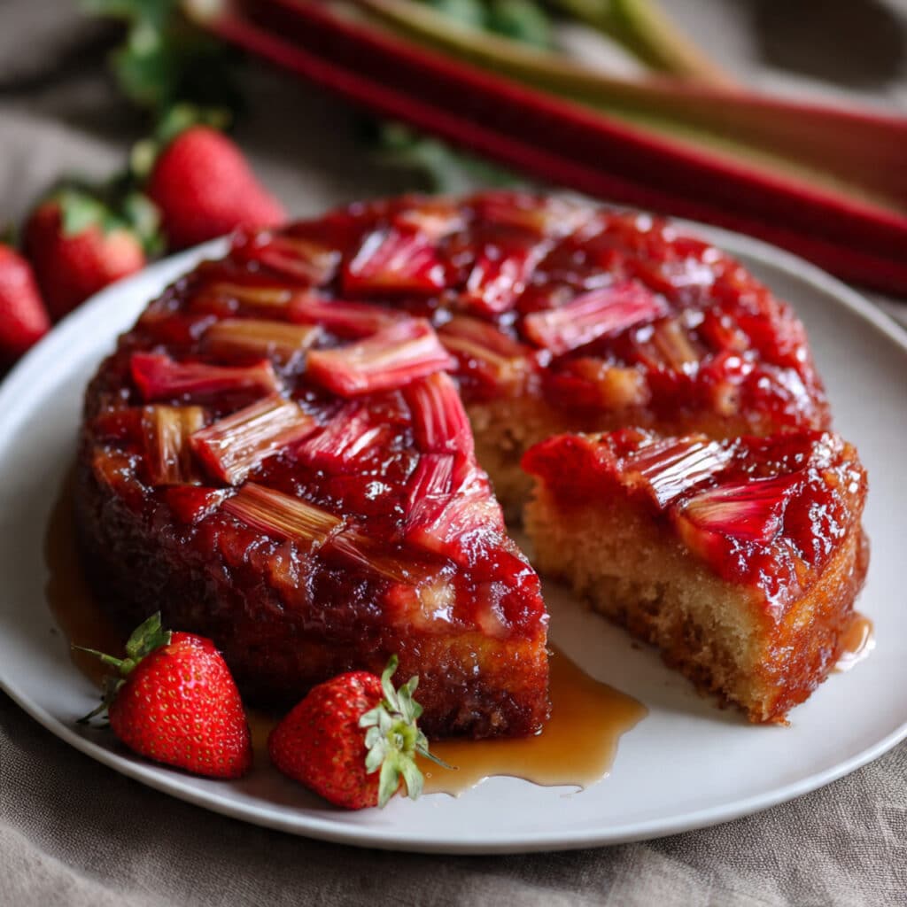 Strawberry Rhubarb Upside Down Cake