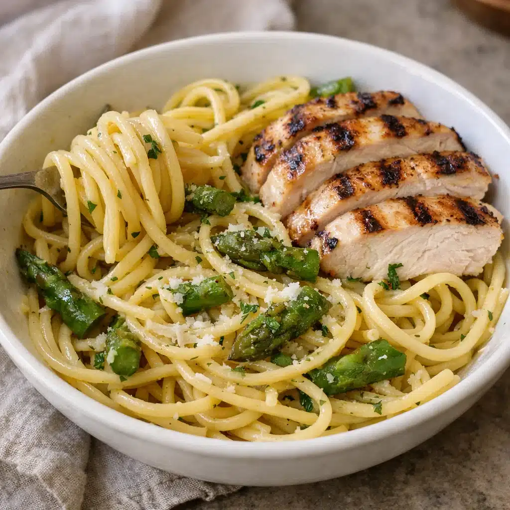 Lemon Asparagus Pasta with Grilled Chicken