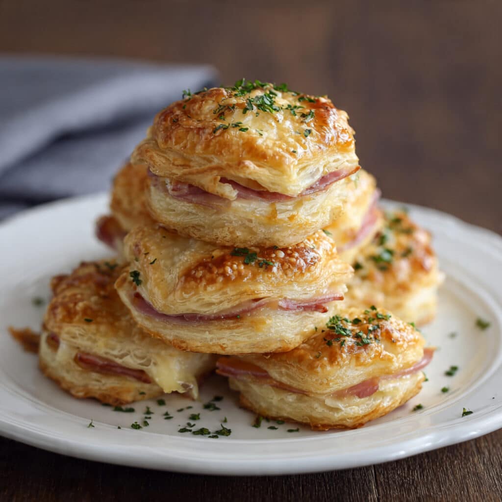 Ham and Cheese Puff Pastry Stacks