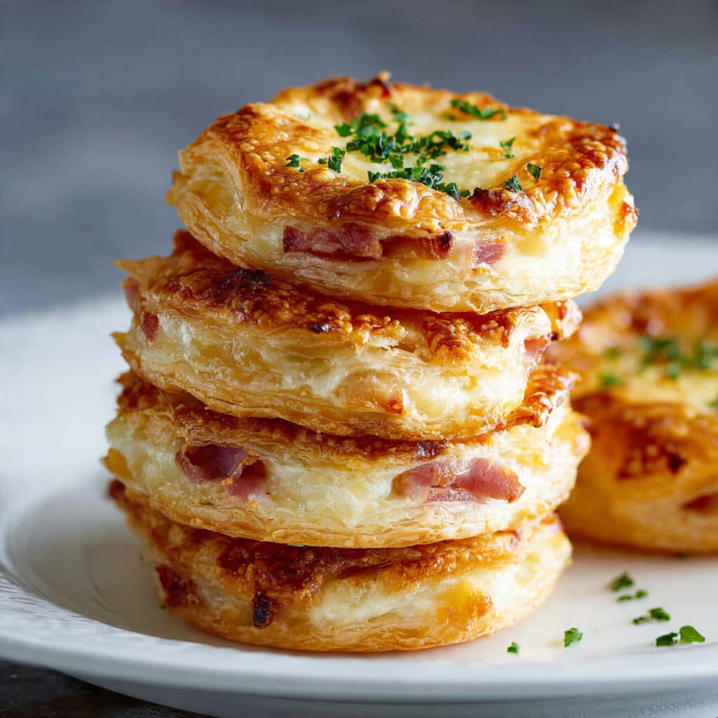Ham and Cheese Puff Pastry Stacks