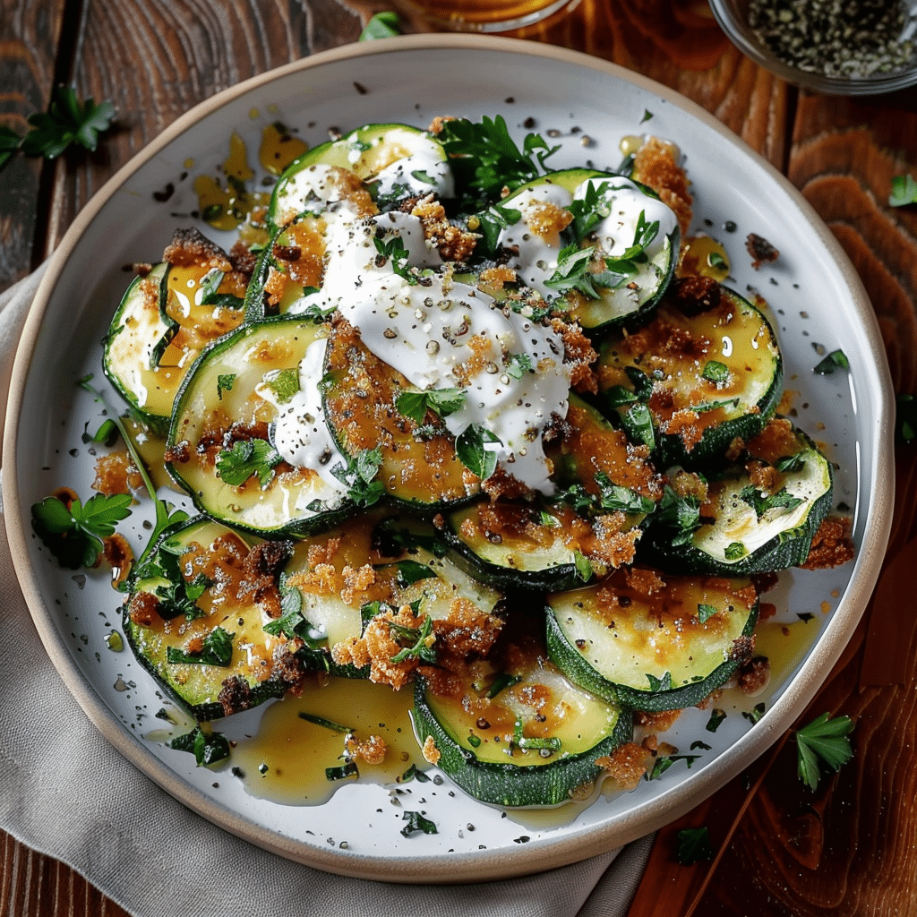 Zucchini with Yogurt Sauce and Honey Drizzle