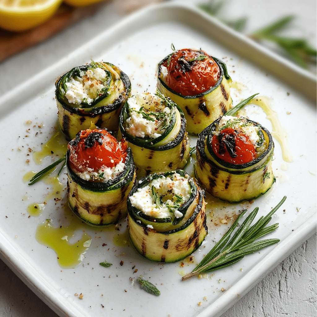 Grilled Zucchini Roll Ups with Lemon Ricotta