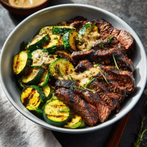 Grilled Steak Bowl With Zucchini - A Tasty Meal