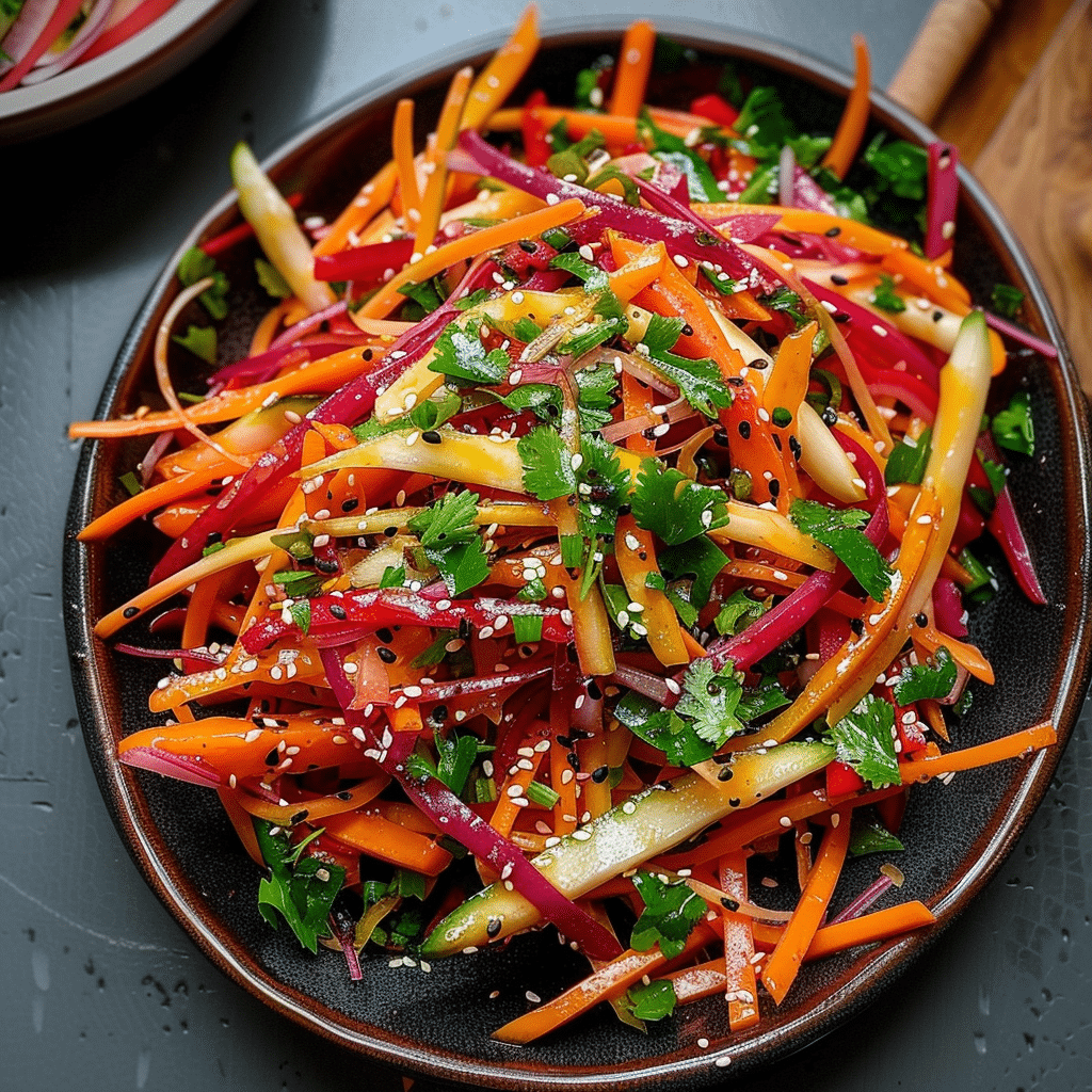 Sliced Rainbow Carrot Sesame Salad: Vibrant and Delicious