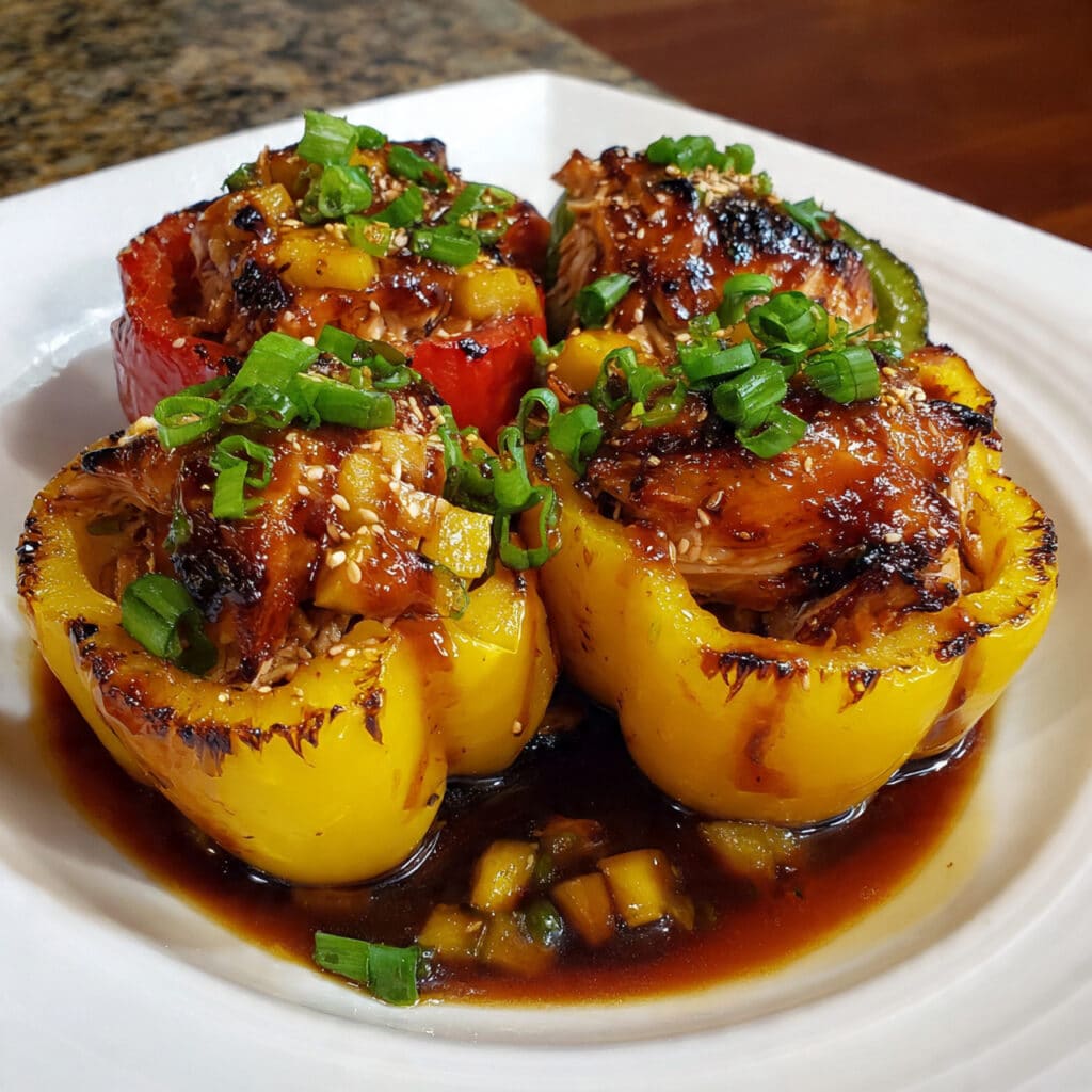 Teriyaki Pineapple Chicken Stuffed Peppers