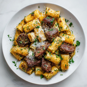 Garlic Parmesan Steak Pasta
