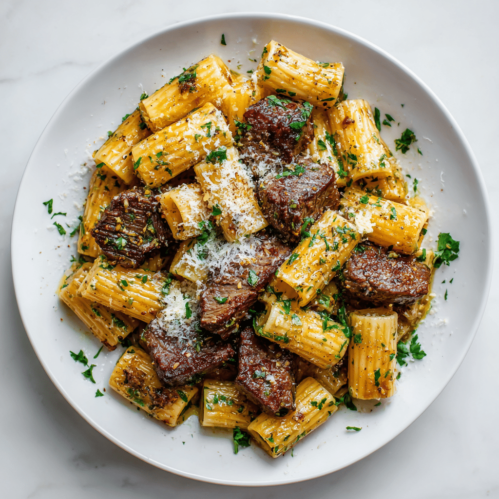 Garlic Parmesan Steak Pasta