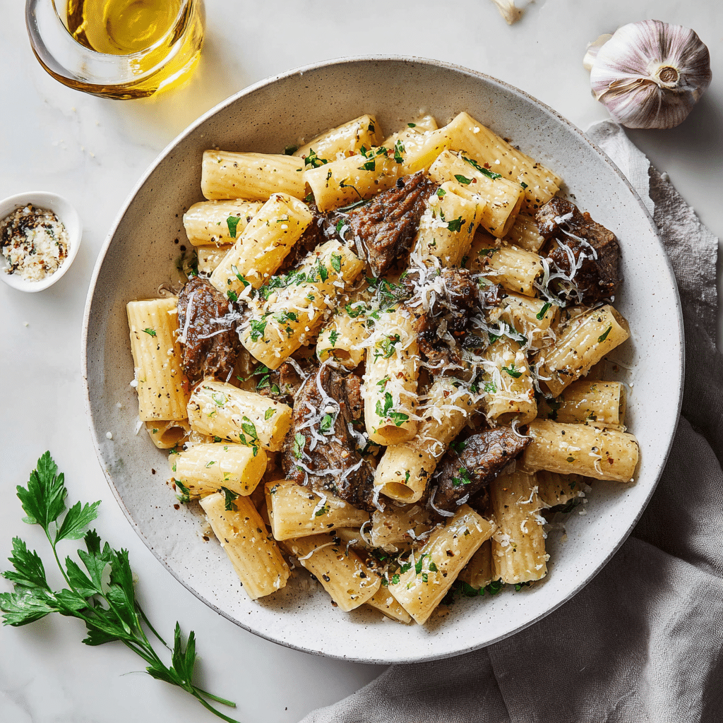 Garlic Parmesan Steak Pasta 8 Garlic Parmesan Steak Pasta