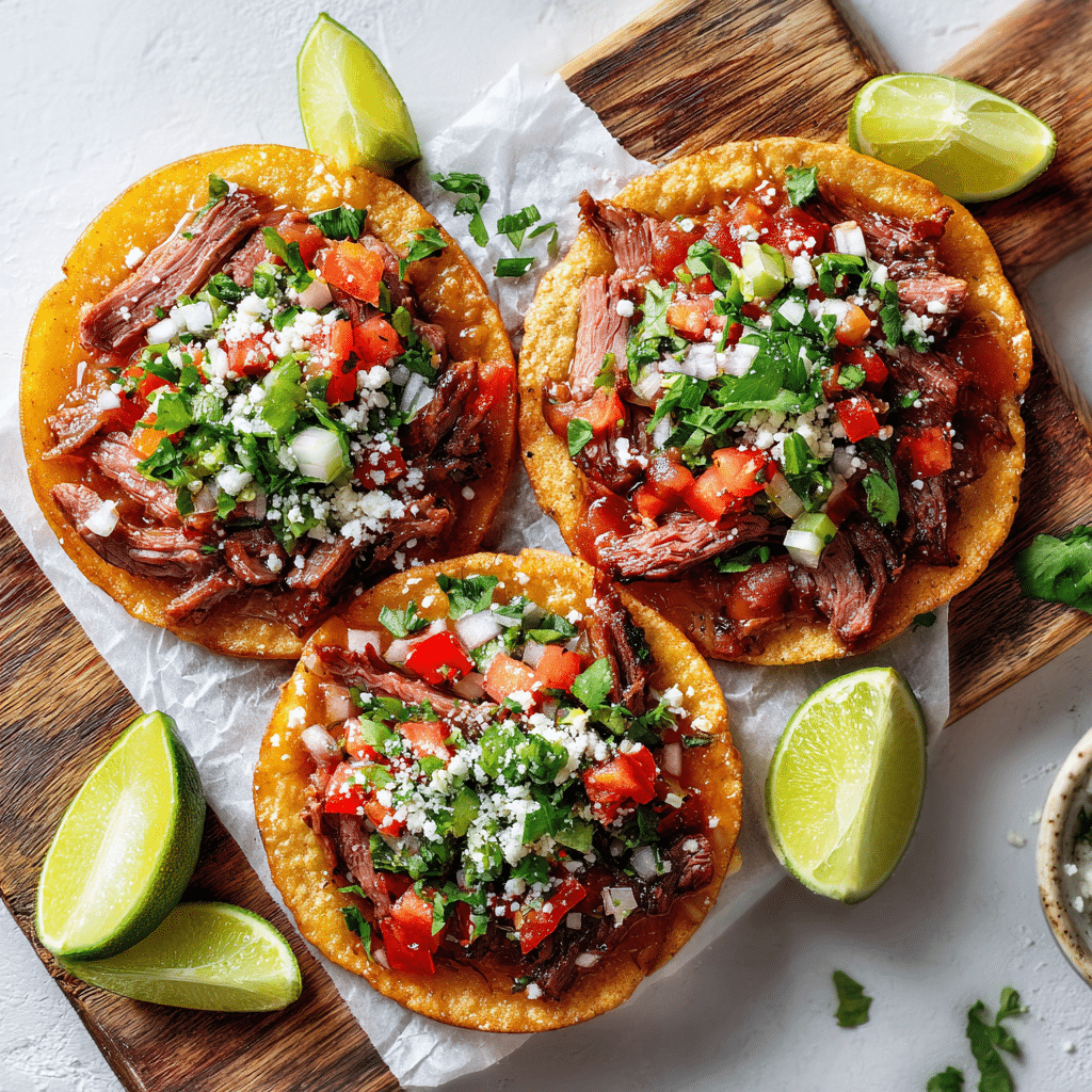 Mexican Tostadas de Carne Asada