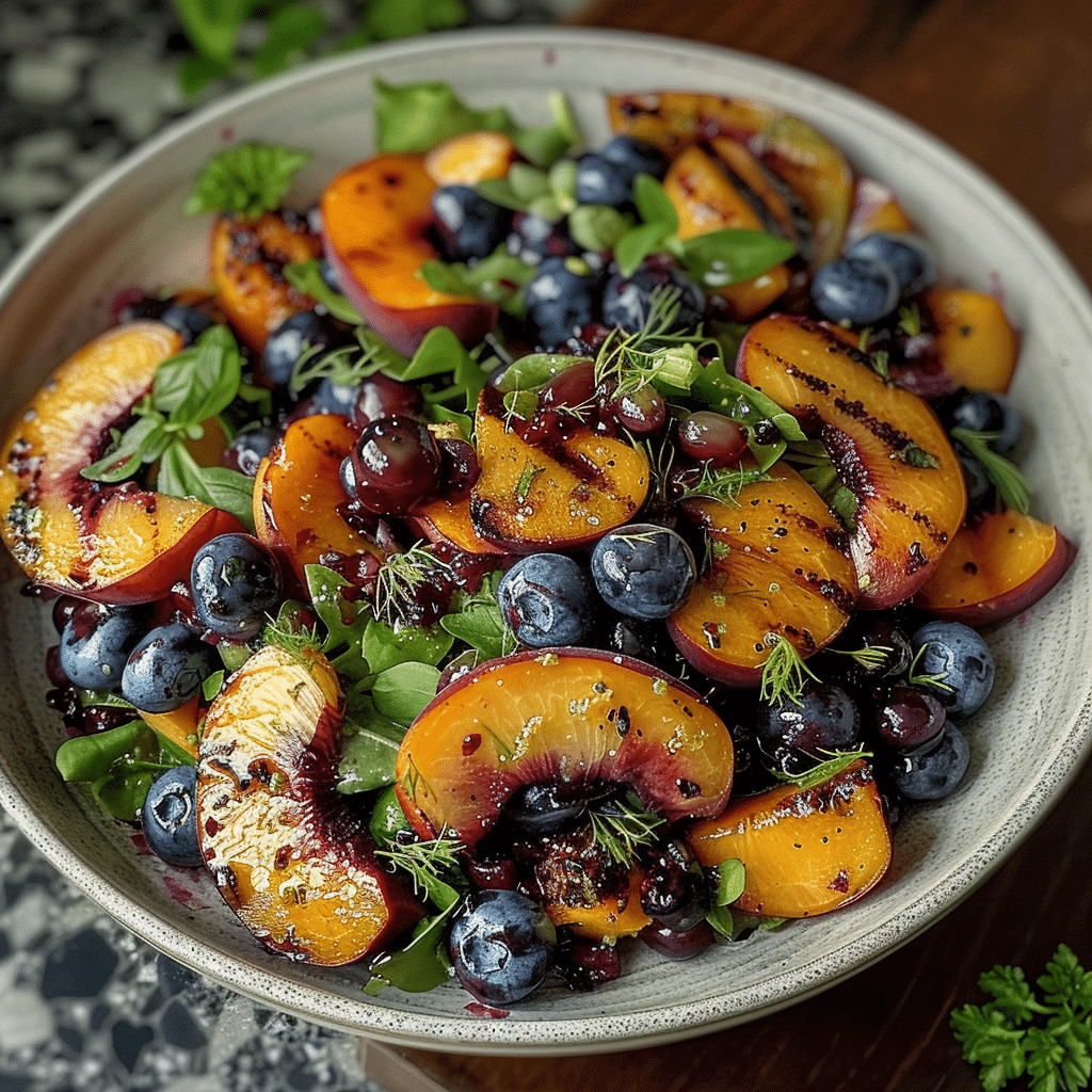 Grilled Peach Blueberry Salad